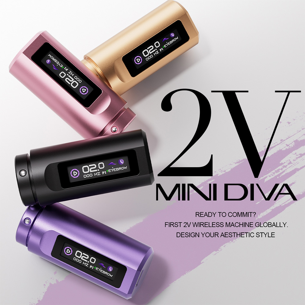 2024 POPU Pink Mini Diva Voltage 2V Kick-Begin & Dot Mode Wi-fi Everlasting Make-up SMP PMU Machine