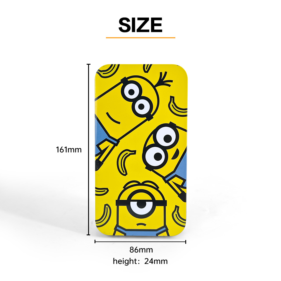 JYB Customized Cartoon Minions Rectangular Eyebrow Pencil Metallic Tin Case with Hinged Lid - Mini Make-up Container